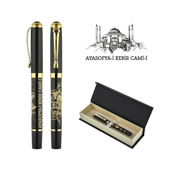 Promosyon AK-685-KR Kabartma Figürlü Metal Roller Kalem Seti Ayasofya, Renk: Ayasofya 