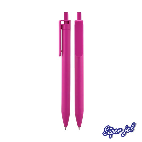 Promosyon AK-509 Plastik Süper Jel Refil Kalem Pembe, Renk: Pembe 