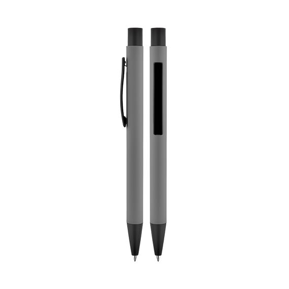 Promosyon AK-1020 Metal Tükenmez Rubber Gövde Kalem Gri, Renk: Gri 