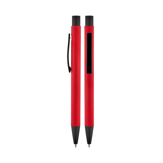 Promosyon AK-1020 Metal Tükenmez Rubber Gövde Kalem Kırmızı, Renk: Kırmızı 