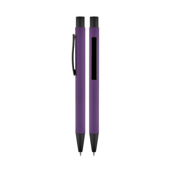 Promosyon AK-1020 Metal Tükenmez Rubber Gövde Kalem Mor, Renk: Mor 
