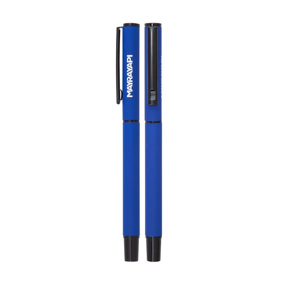Promosyon AK-1023-R Metal Roller Kalem Rubber Gövde Lacivert, Renk: Lacivert 