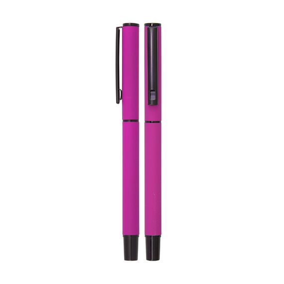 Promosyon AK-1023-R Metal Roller Kalem Rubber Gövde Pembe, Renk: Pembe 