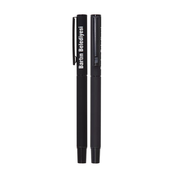 Promosyon AK-1023-R Metal Roller Kalem Rubber Gövde Siyah, Renk: Siyah 