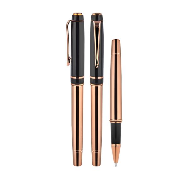 Promosyon AK-1219-R Metal Roller Kalem Rose Gold-Siyah, Renk: Rose Gold-Siyah 