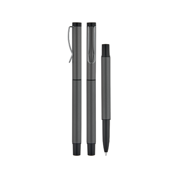 Promosyon AK-1320 Metal Roller Süper Jel Refil Kalem Füme, Renk: Füme 