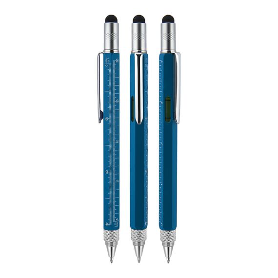 Promosyon AK-652 Metal Su Terazili - Tornavidalı Touchpen Kalem Mavi, Renk: Mavi 