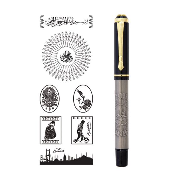 Promosyon AK-661-R Kabartma Figürlü Metal Roller Kalem Tuğra, Renk: Tuğra , görsel 2