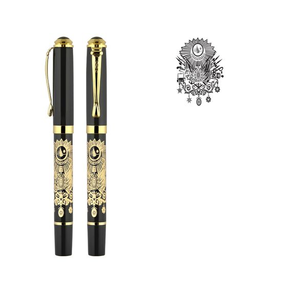 Promosyon AK-685-R Kabartma Figürlü Metal Roller Kalem Tuğra, Renk: Tuğra 
