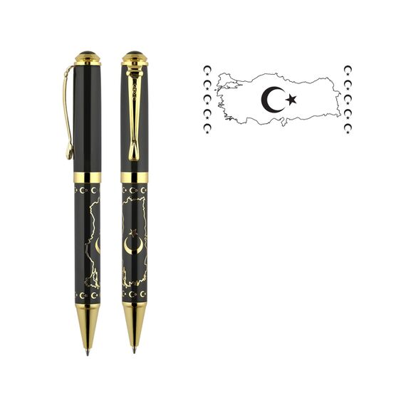 Promosyon AK-685-T Kabartma Figürlü Metal Tükenmez Kalem Turkiye, Renk: Türkiye 