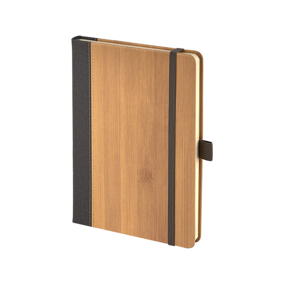Promosyon AK-2428 15 x 21 Termo Deri Bambu Defter Gri, Renk: Gri 