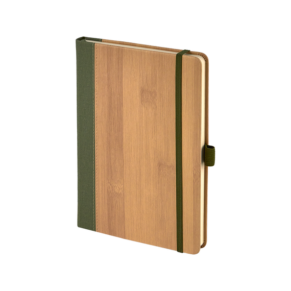 Promosyon AK-2428 15 x 21 Termo Deri Bambu Defter Yeşil, Renk: Yeşil 