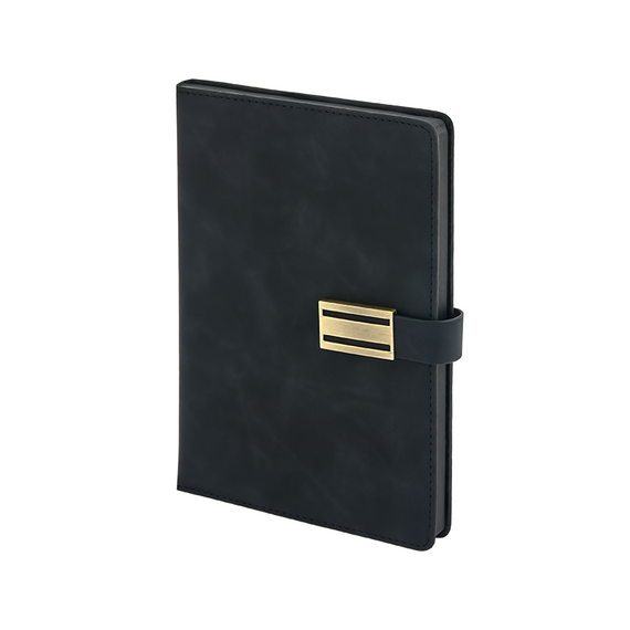 Promosyon AK-2448 15 x 21 Termo Deri Defter Siyah, Renk: Siyah 