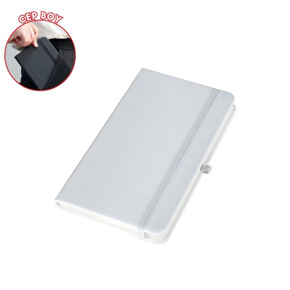 Promosyon AK-923-914 9 x 14 Termo Deri Defter Beyaz, Renk: Beyaz 