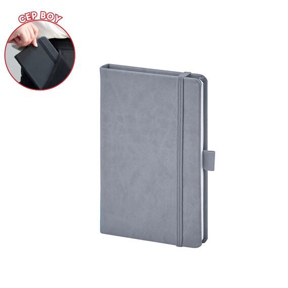Promosyon AK-923-914 9 x 14 Termo Deri Defter Gri, Renk: Gri 