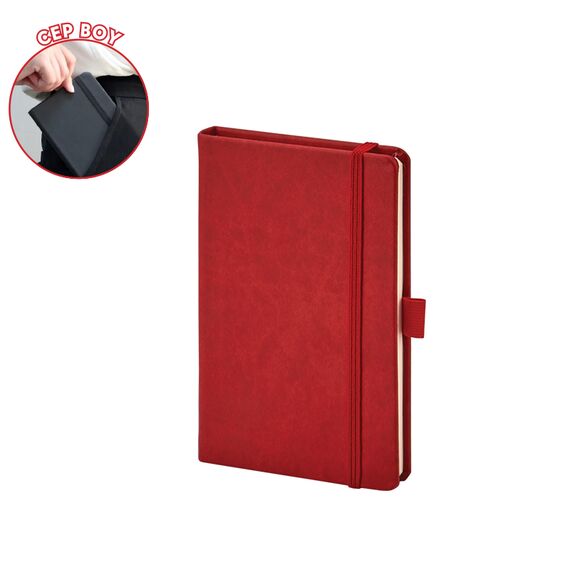 Promosyon AK-923-914 9 x 14 Termo Deri Defter Kırmızı, Renk: Kırmızı 