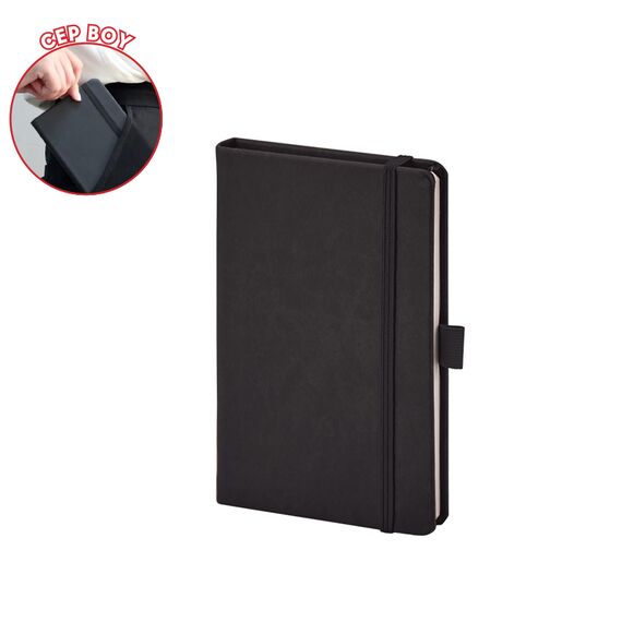 Promosyon AK-923-914 9 x 14 Termo Deri Defter Siyah, Renk: Siyah 