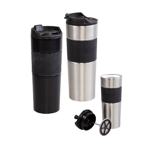 Promosyon AK-5312 French Press Çelik Termos / 450 ml Siyah, Renk: Siyah , görsel 2