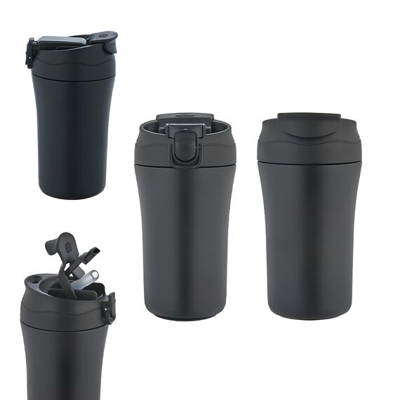 Promosyon AK-5335 Çelik Termos / 400 ml Siyah, Renk: Siyah 