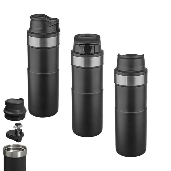 Promosyon AK-5347 Çelik Termos / 400 ml Siyah , görsel 3