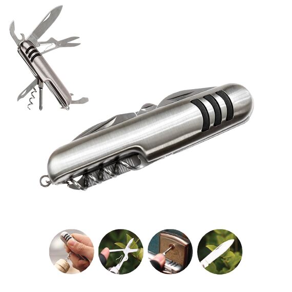 Promosyon AK-3008-7 7 Fonksiyonlu Çakı Krom, Renk: Krom 
