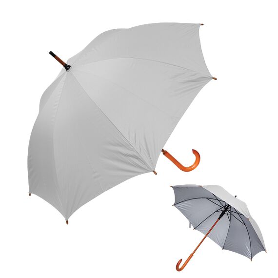 Promosyon AK-5101 8 Telli Baston Şemsiye Beyaz-Gri, Renk: Beyaz-gri 