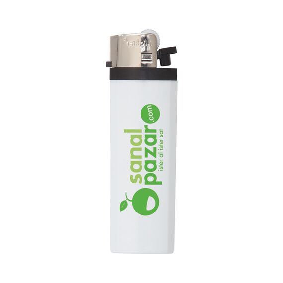 Promosyon AK-YMN-218 I-Lighter Taşlı Siboplu Çakmak Beyaz, Renk: Beyaz 