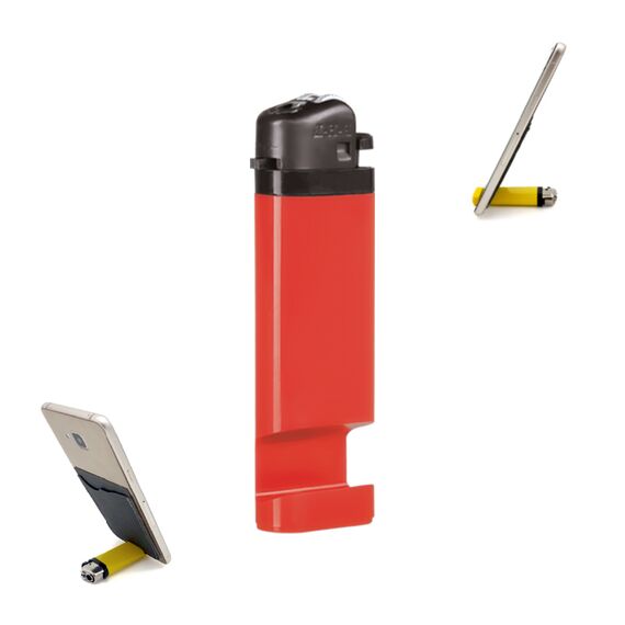 Promosyon AK-PHL-365 Telefon Standlı Taşlı Sibopsuz Çakmak Kırmızı, Renk: Kırmızı 