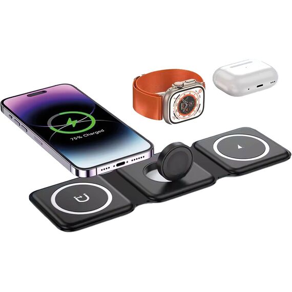 Promosyon ET-PWB-245 Wireless 3Lü Şarj İstasyonu Siyah, Renk: Siyah , görsel 2