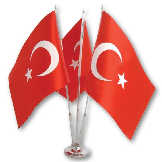 Promosyon IL-91032 Üçlü Masa Bayrağı Gümüş 