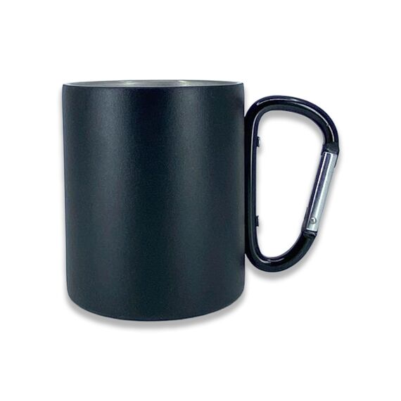 Promosyon PZ-T110 Karabinalı Çelik Bardak 280 ml Siyah 