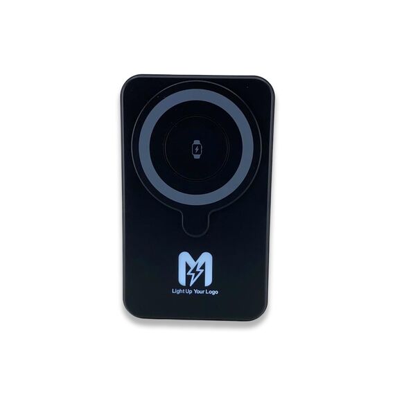 Promosyon PZ-K250 Işıklı Logo 15W Magsafe Powerbank 10000 mAh (Telefon, Saat, Kulaklık)) Siyah 