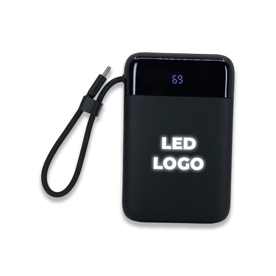Promosyon PZ-K380 15W Magsafe Işıklı Logo Powerbank 10000 mAh Siyah 