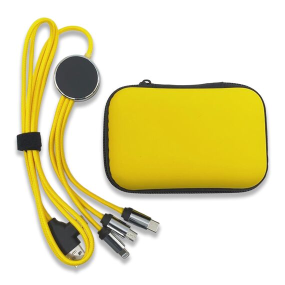 Promosyon PZ-KL50C Işıklı Logo 60W Hızlı Type-C Uçlu Data Transferli Şarj Kablosu (Çantalı) Sari, Renk: Sarı 