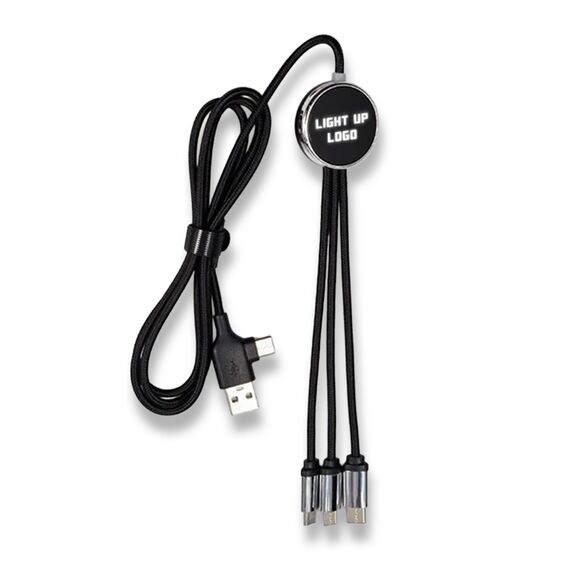 Promosyon PZ-KL50C Işıklı Logo 60W Hızlı Type-C Uçlu Data Transferli Şarj Kablosu (Çantalı) Yesil, Renk: Yeşil , görsel 3