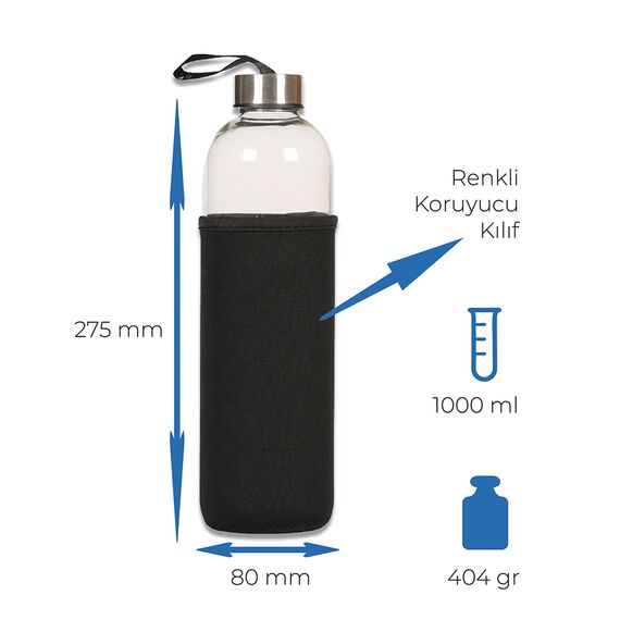 Promosyon PZ-T135 Cam Matara 1000 ml Siyah , görsel 5