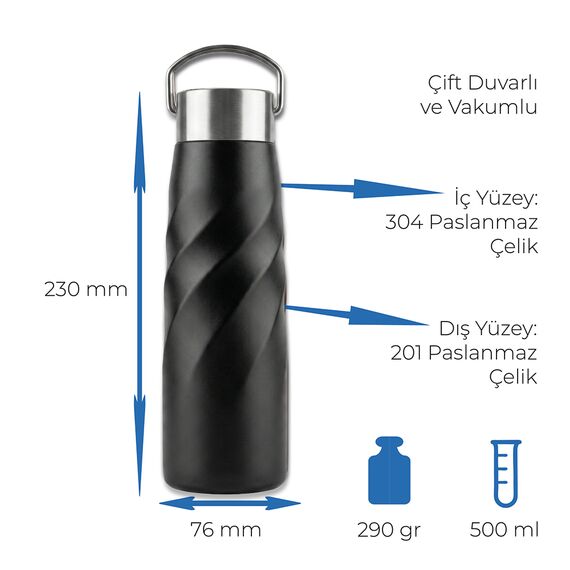 Promosyon PZ-T160 Termos Bardak 500 ml Siyah , görsel 4