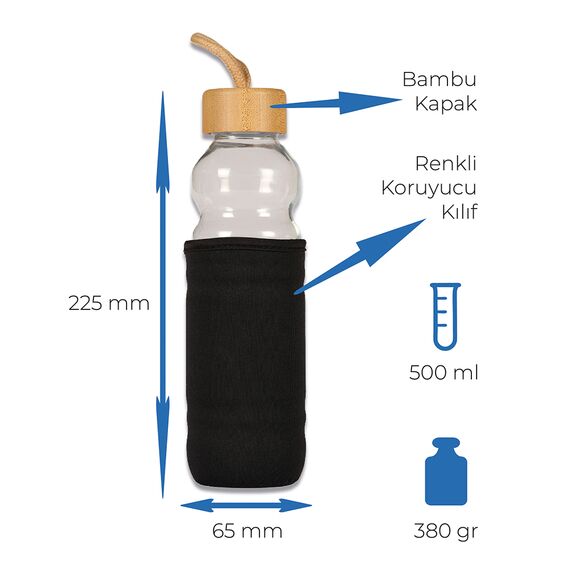 Promosyon PZ-T125 Cam Matara 500 ml Siyah , görsel 6