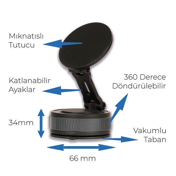 Promosyon PZ-CH20 Araç İçi Telefon Tutucu Siyah , görsel 5