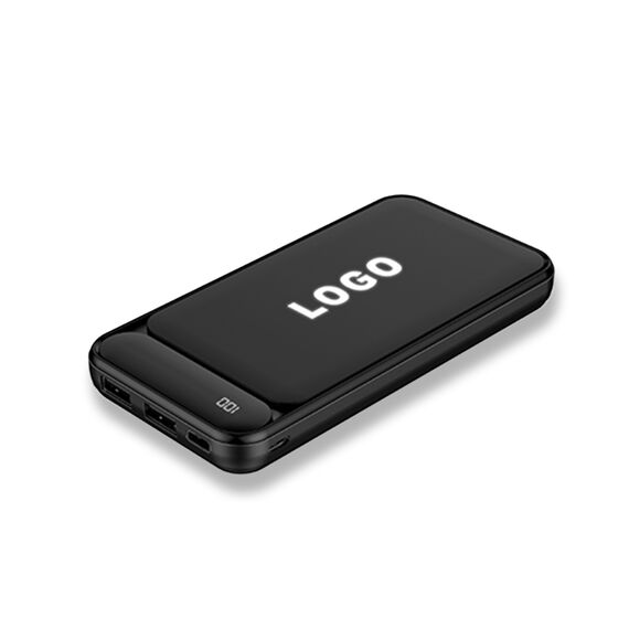 Promosyon PZ-K370 Işıklı Logo Powerbank 10000 mAh Siyah , görsel 2