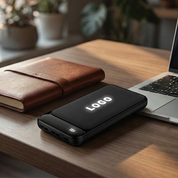 Promosyon PZ-K370 Işıklı Logo Powerbank 10000 mAh Siyah , görsel 4