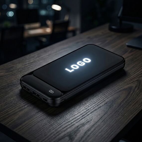 Promosyon PZ-K370 Işıklı Logo Powerbank 10000 mAh Siyah , görsel 3