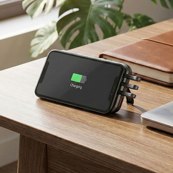 Promosyon PZ-K450 Işıklı Logo Wireless Powerbank 10000 mAh Siyah , görsel 4