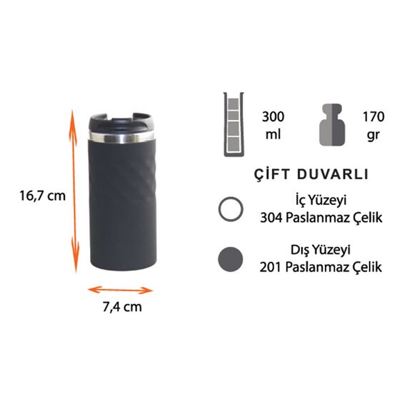 Promosyon PZ-T85 Termos Tipi Çelik Bardak 300 ml Sari, Renk: Sarı , görsel 15