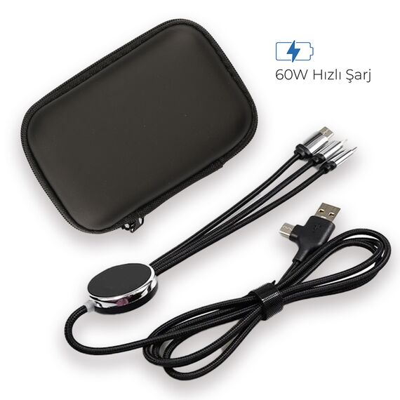 Promosyon PZ-KL50C Işıklı Logo 60W Hızlı Type-C Uçlu Data Transferli Şarj Kablosu (Çantalı) Yesil, Renk: Yeşil , görsel 2