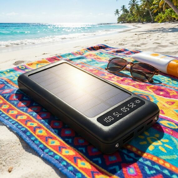 Promosyon PZ-K350 Güneş Enerjili Powerbank 10000 mAh Siyah , görsel 4