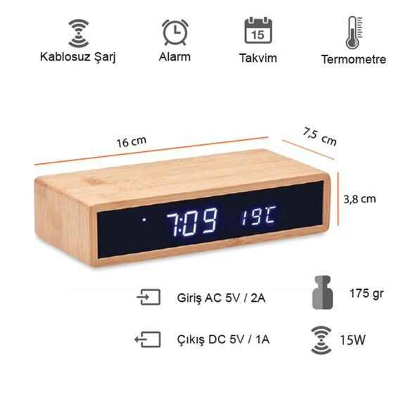 Promosyon PZ-W30 Kablosuz Şarj Standı Bambu , görsel 4