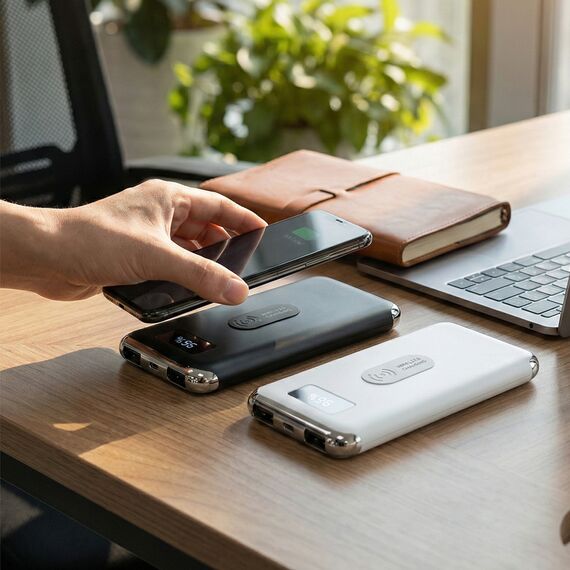 Promosyon PZ-K330 Wireless Powerbank 10000 mAh Beyaz, Renk: Beyaz , görsel 3