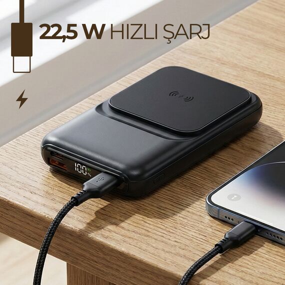 Promosyon PZ-K150 Hızlı Wireless Şarj Magsafe 10000 mAh Siyah , görsel 5