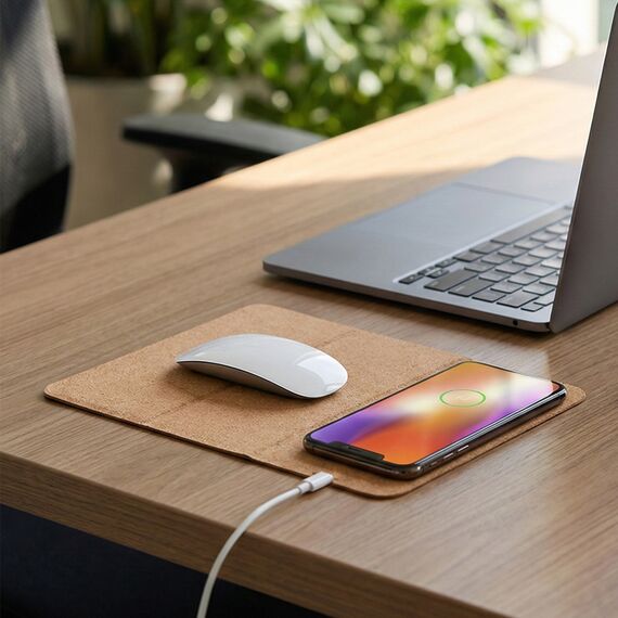 Promosyon PZ-W100 Kablosuz Şarj Mousepad Bambu , görsel 4